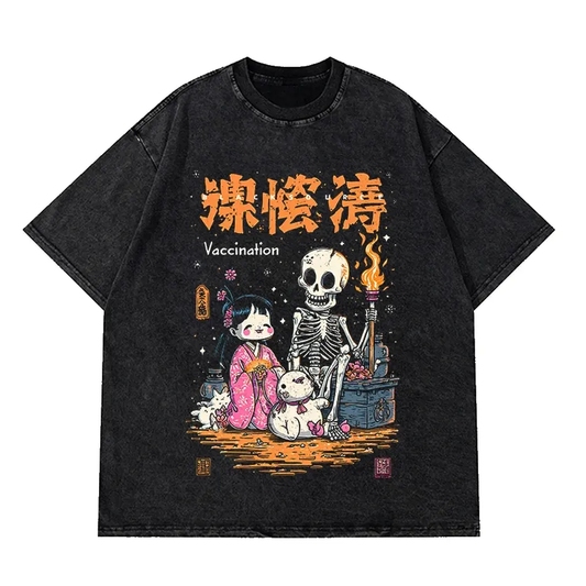 Black source Club T-shirt Japanese Mythical Spirit Beast Anime T-shirt Gods Skull by Vimost Shop