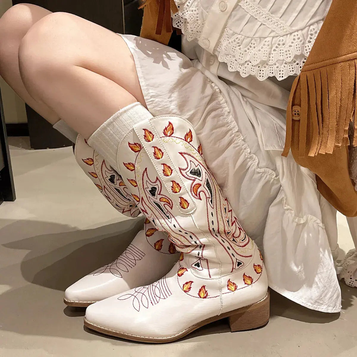 Point Toe Block Heels Boots by Partner Label