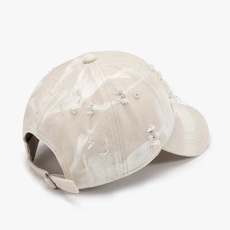 Distressed Adjustable Cotton Baseball Cap by Partner Label