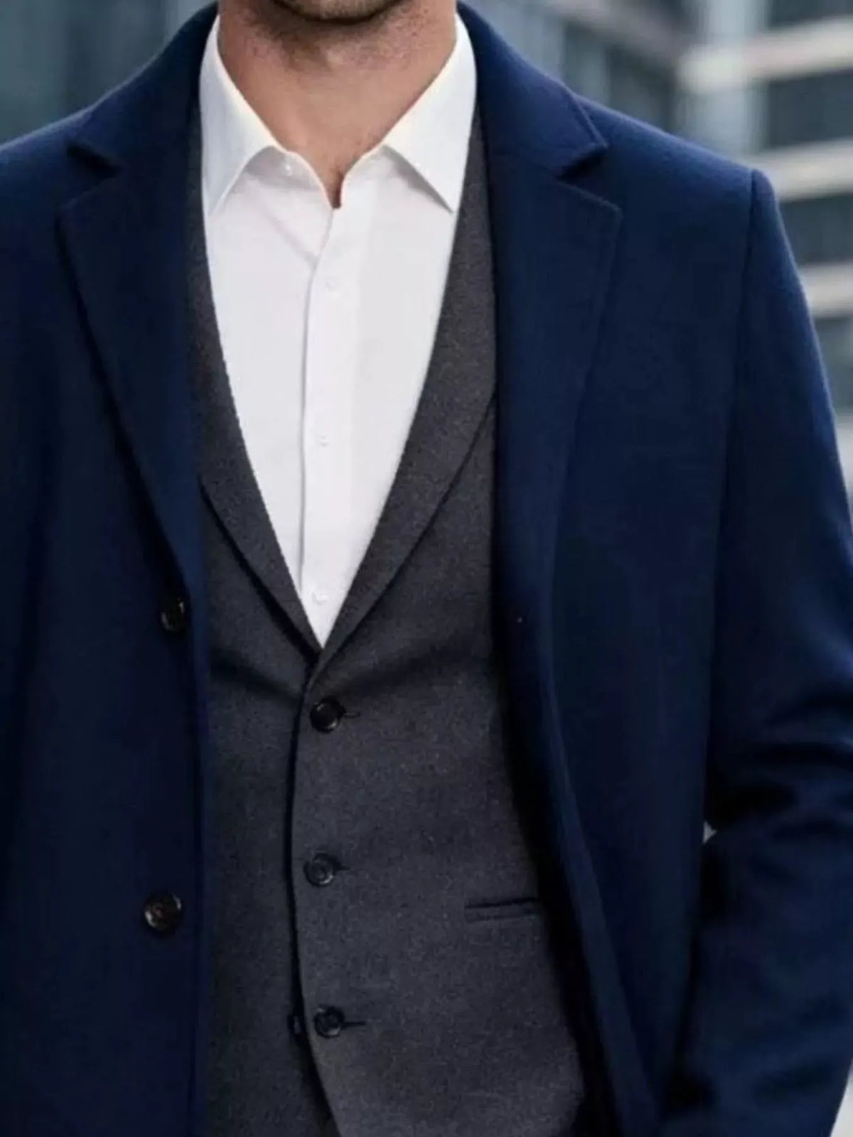 Men's Plus Size Slim-Fit Lapel Collar Overcoat by Trendsi