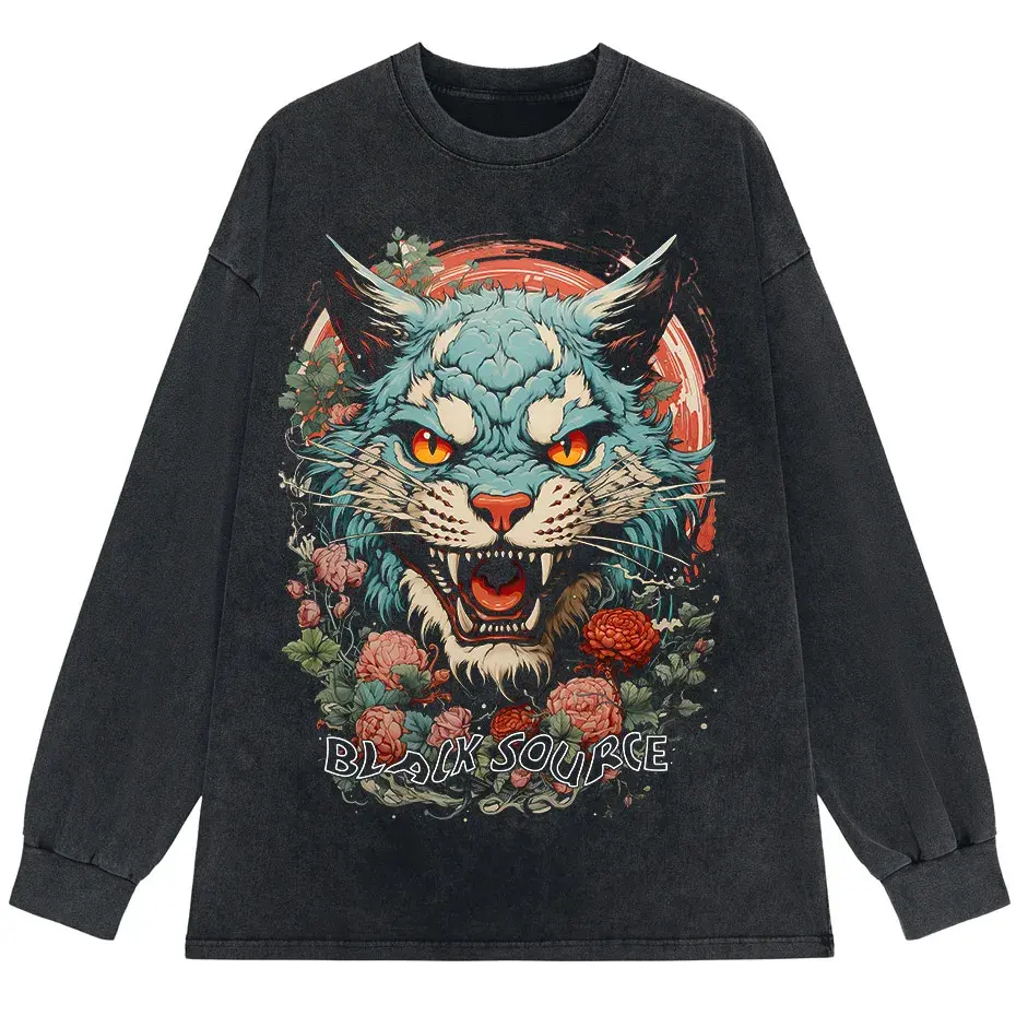 Japanese Tiger Head Graphic T-Shirt Oversized Streetwear Y2K Tee by Vimost Shop