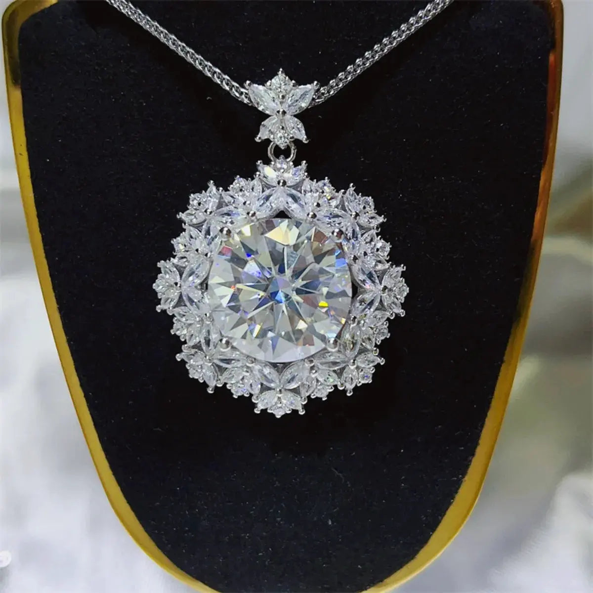 10 Carat Moissanite 925 Sterling Silver Necklace by Partner Labels