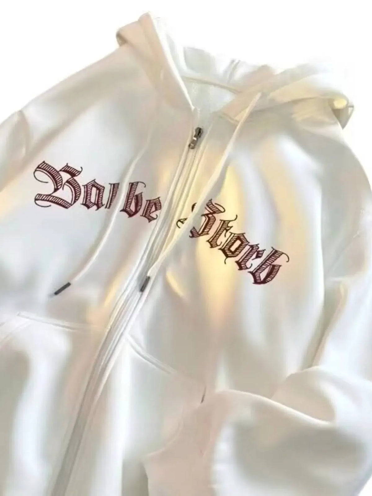 Men's Plus Size Letter Zip Up Drawstring Hoodie by Trendsi