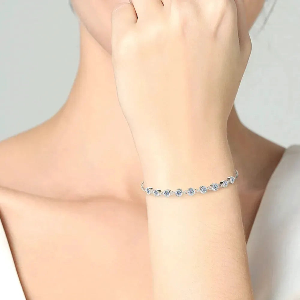 Inlaid Moissanite 925 Sterling Silver Bracelet by Partner Label
