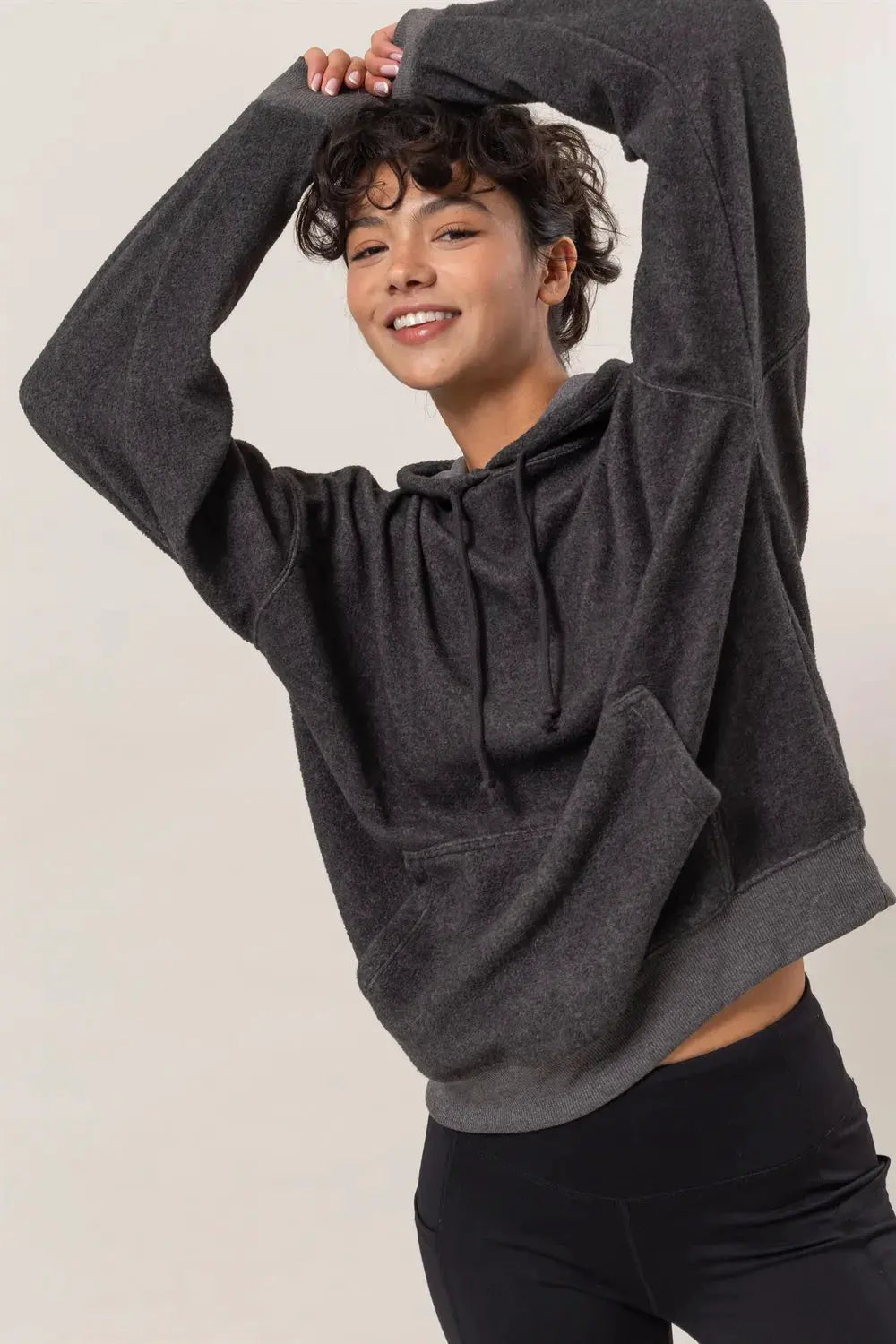 HYFVE Brushed Long Sleeve Hoodie with Kangaroo Pocket by HYFVE