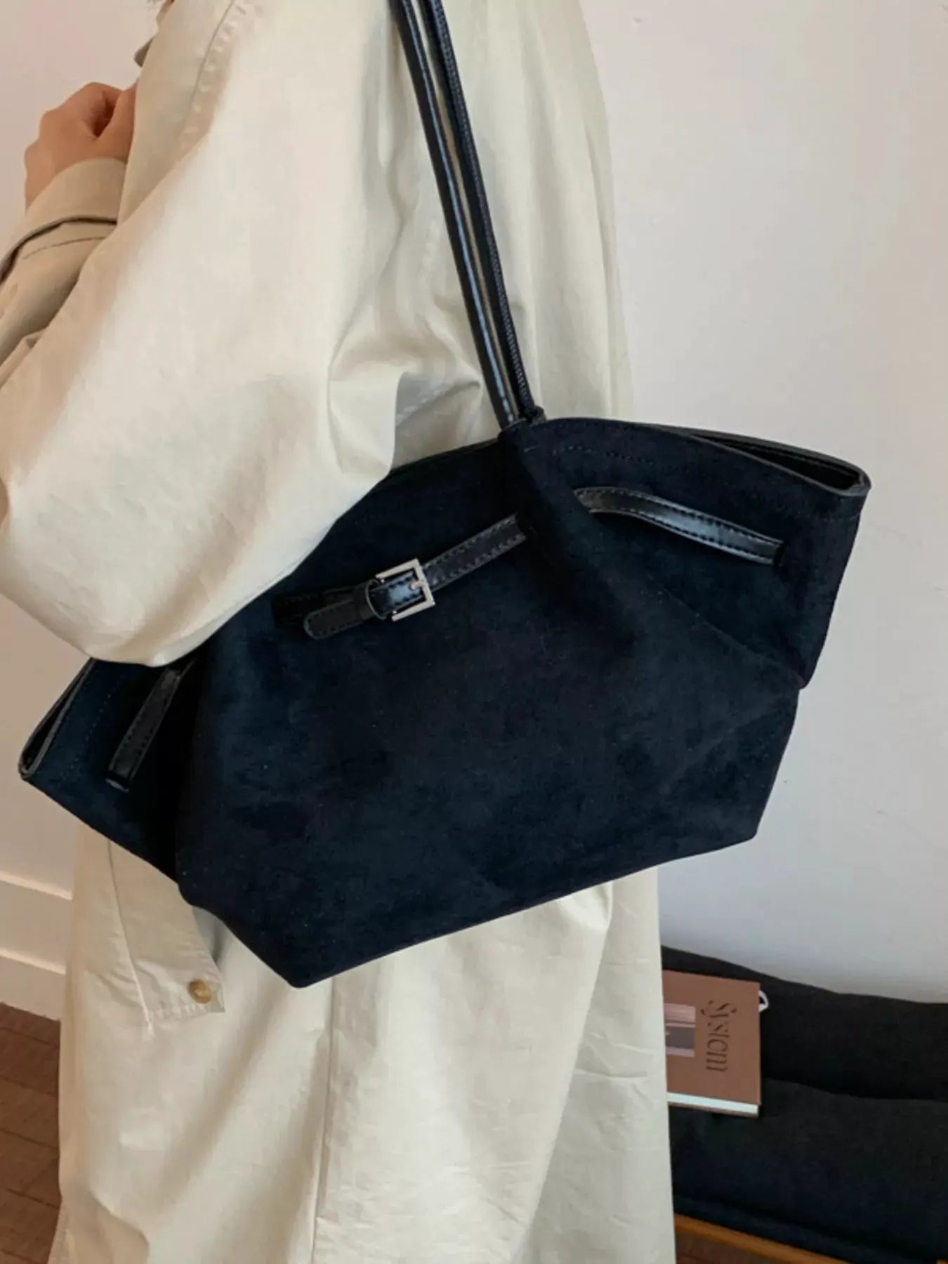 Solid Color Buckle Tote Bag by Partner Label