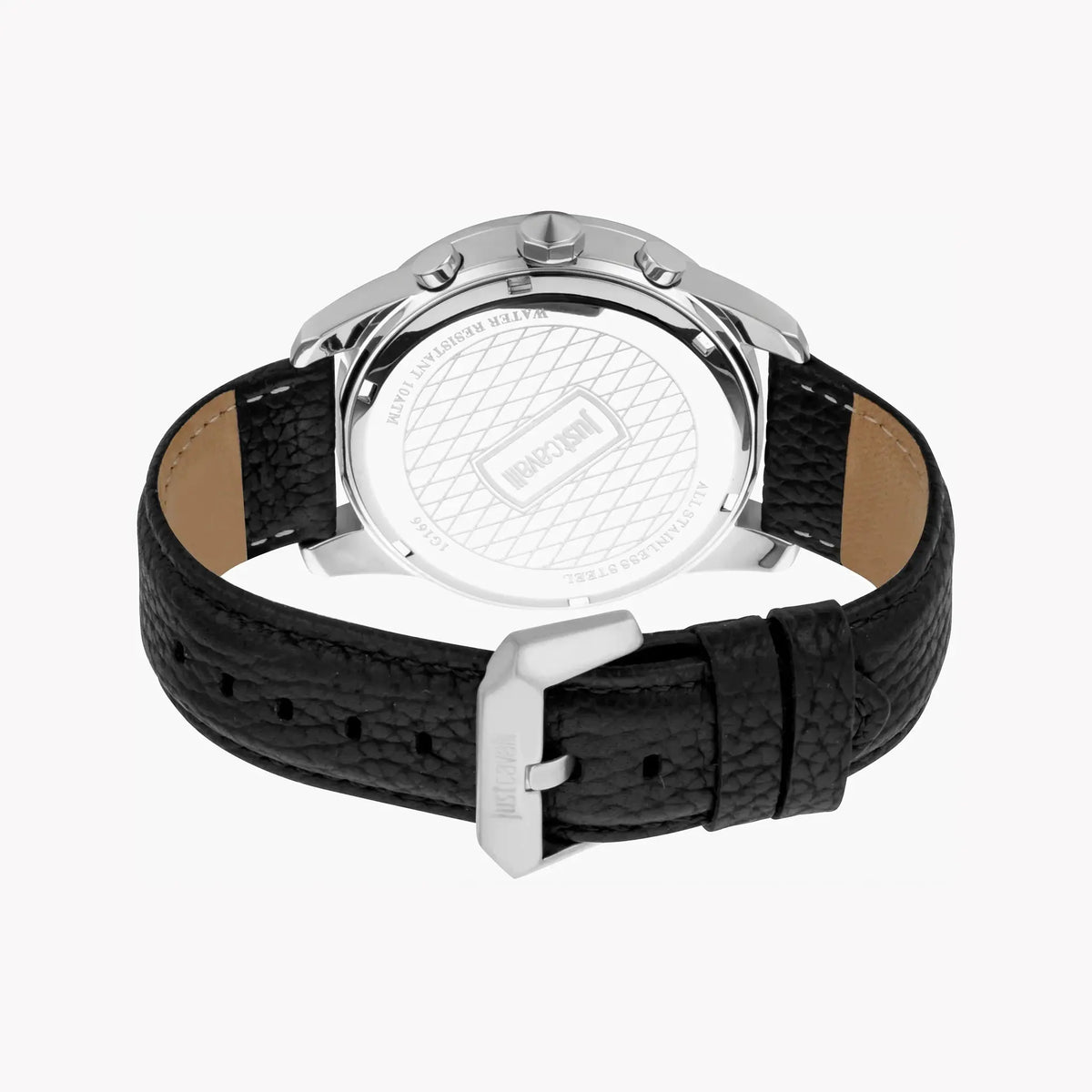 Just Cavalli Men's Black Leather Watch, Silver Dial | Jc1g166l0015 by JUST CAVALLI