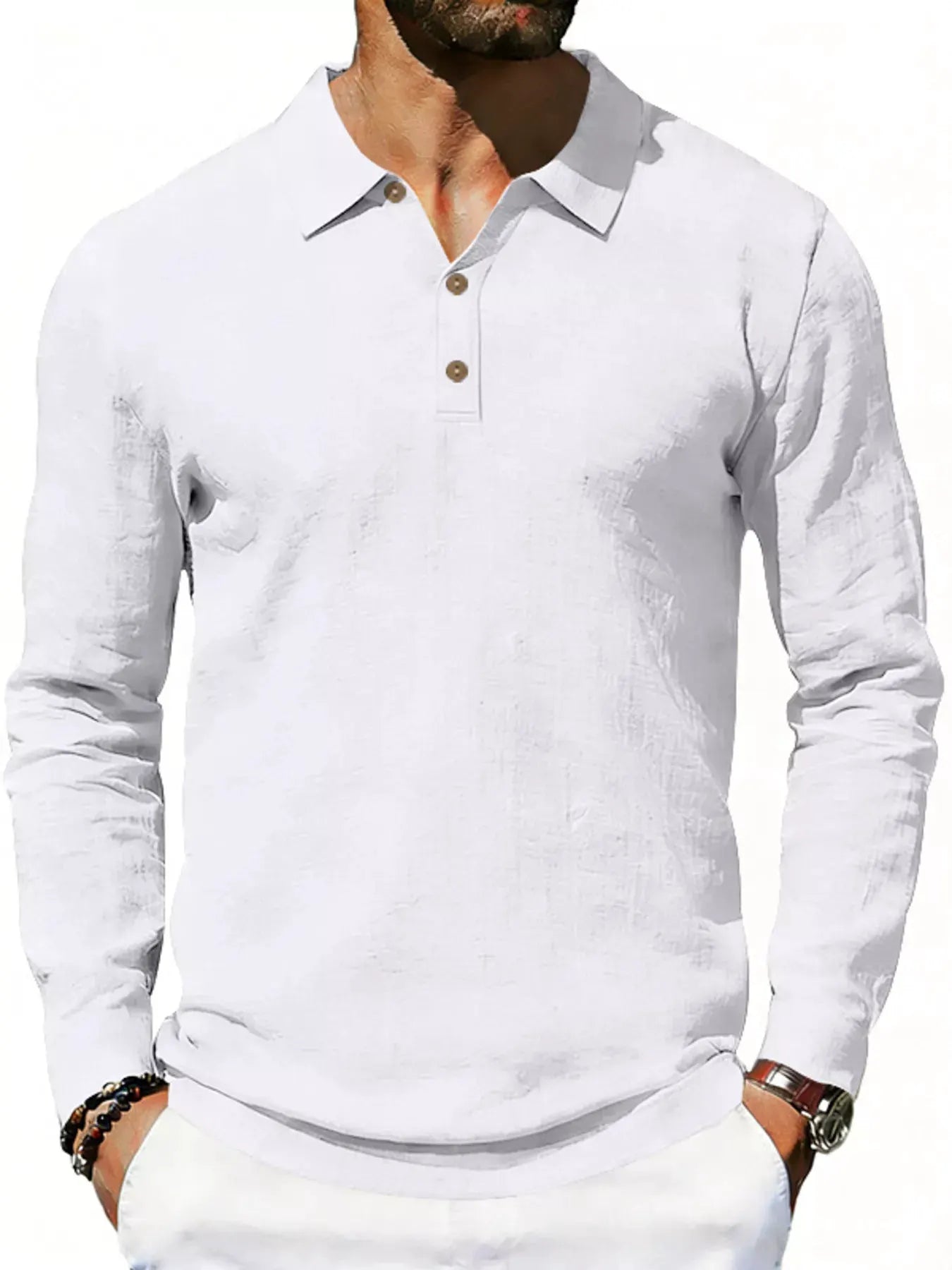 Men's Full Size Classic Long Sleeve Polo Plus Size by Trendsi