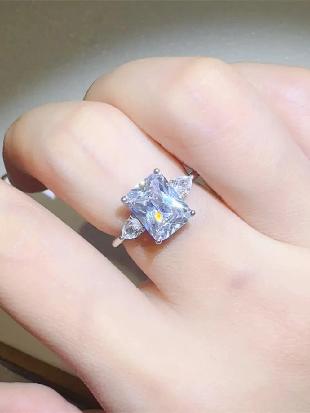 3 Carat Moissanite 925 Sterling Silver Square Shape Ring by Partner Label
