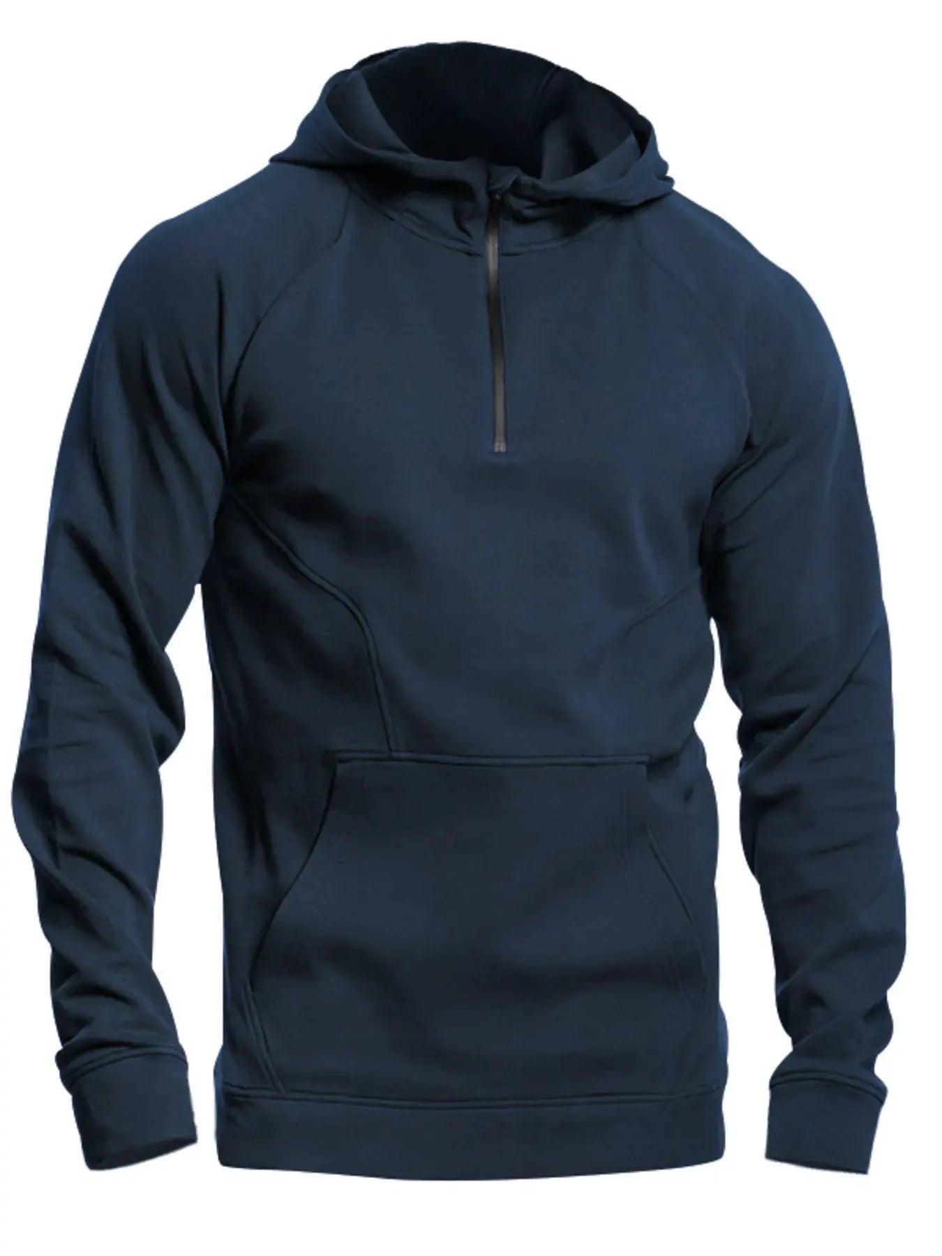 Men's Full Size Quarter Zip Long Sleeve Hoodie Plus Size by Trendsi