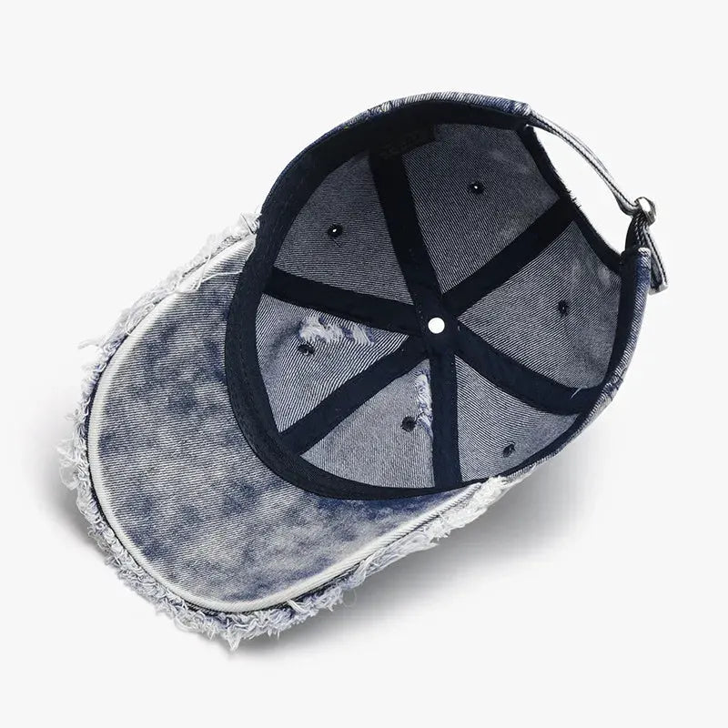 Distressed Cotton Adjustable Baseball Cap by Partner Label