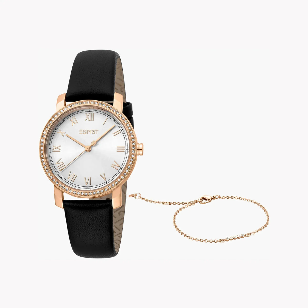 Esprit Women's Black Leather Watch, Silver Dial | Es1l046m0035 by ESPRIT