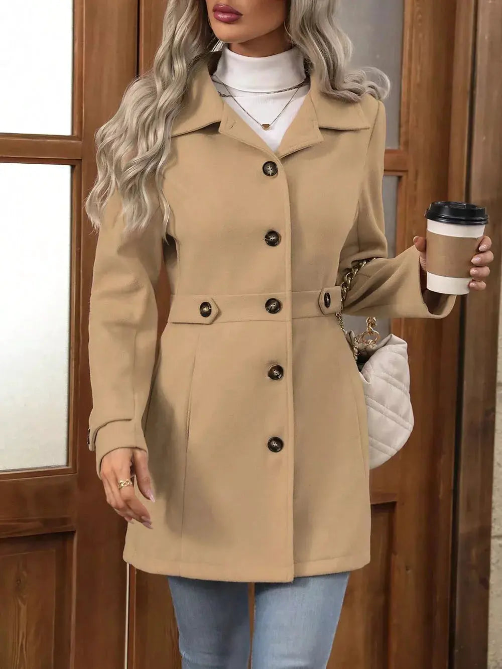 Collared Neck Button Up Coat | Partner Labels Selection by Partner Label