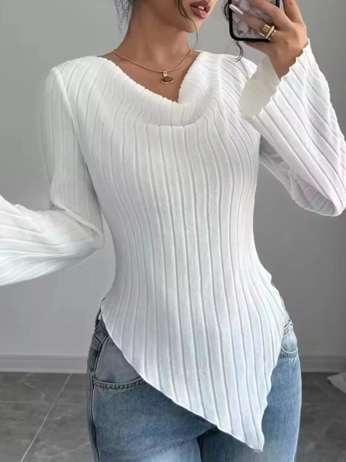 Cowl Neck Ribbed Knit Top | Partner Labels Selection by Partner Label