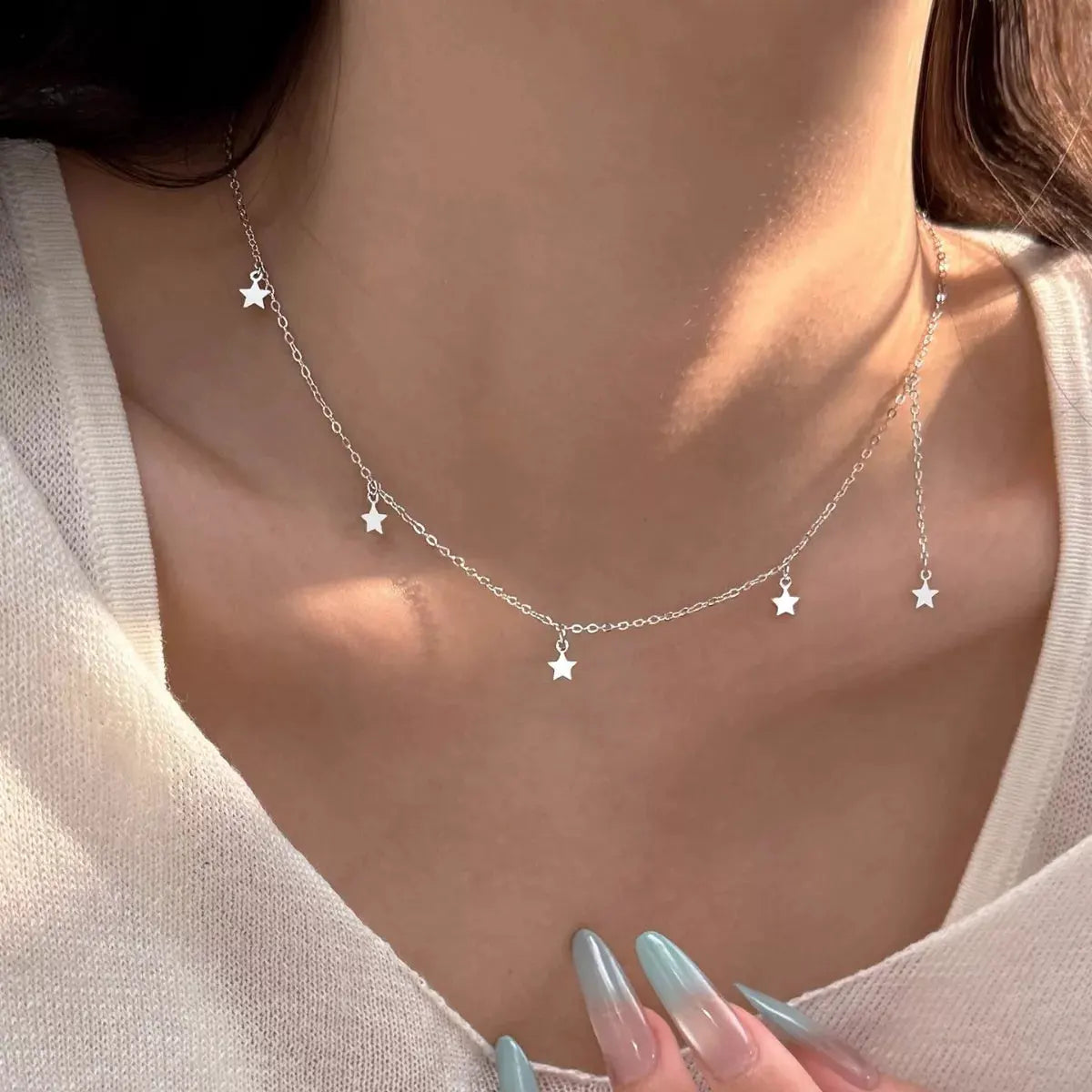 925 Sterling Silver Star Charm Necklace by Partner Labels