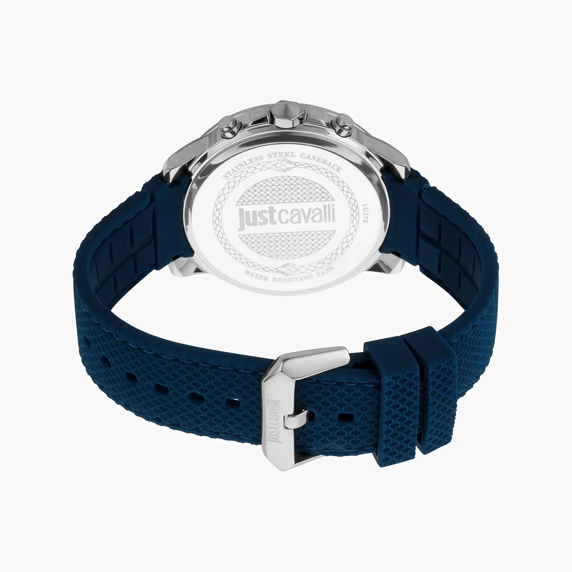 Just Cavalli Men's Blue Silicone Watch, Silver Case | Jc1g178p0025 by JUST CAVALLI