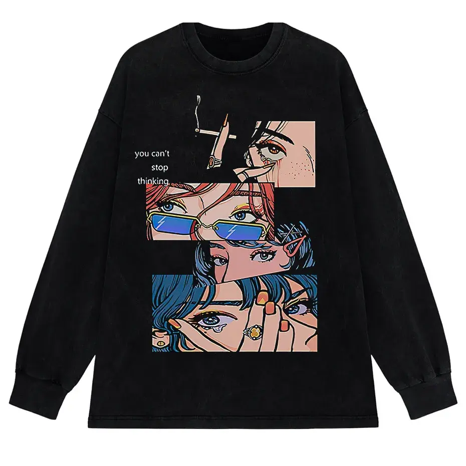 Harajuku Hip Hop Streetwear Anime Cartoon T-Shirt Men Loose Y2K Tee by Vimost Shop