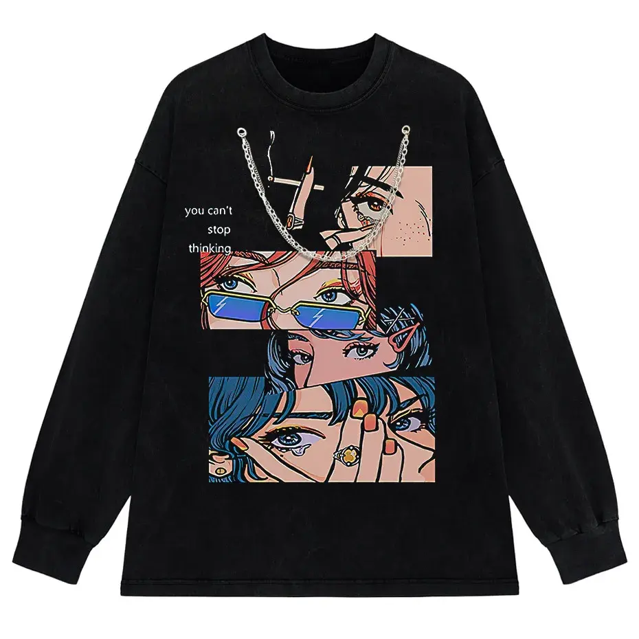 Harajuku Hip Hop Streetwear Anime Cartoon T-Shirt Men Loose Y2K Tee by Vimost Shop