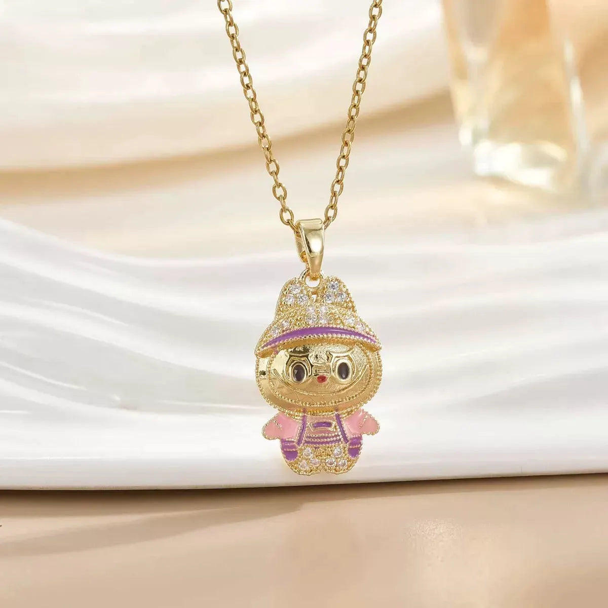 18K Gold-Plated Cartoon Character Pendant Necklace by Partner Label