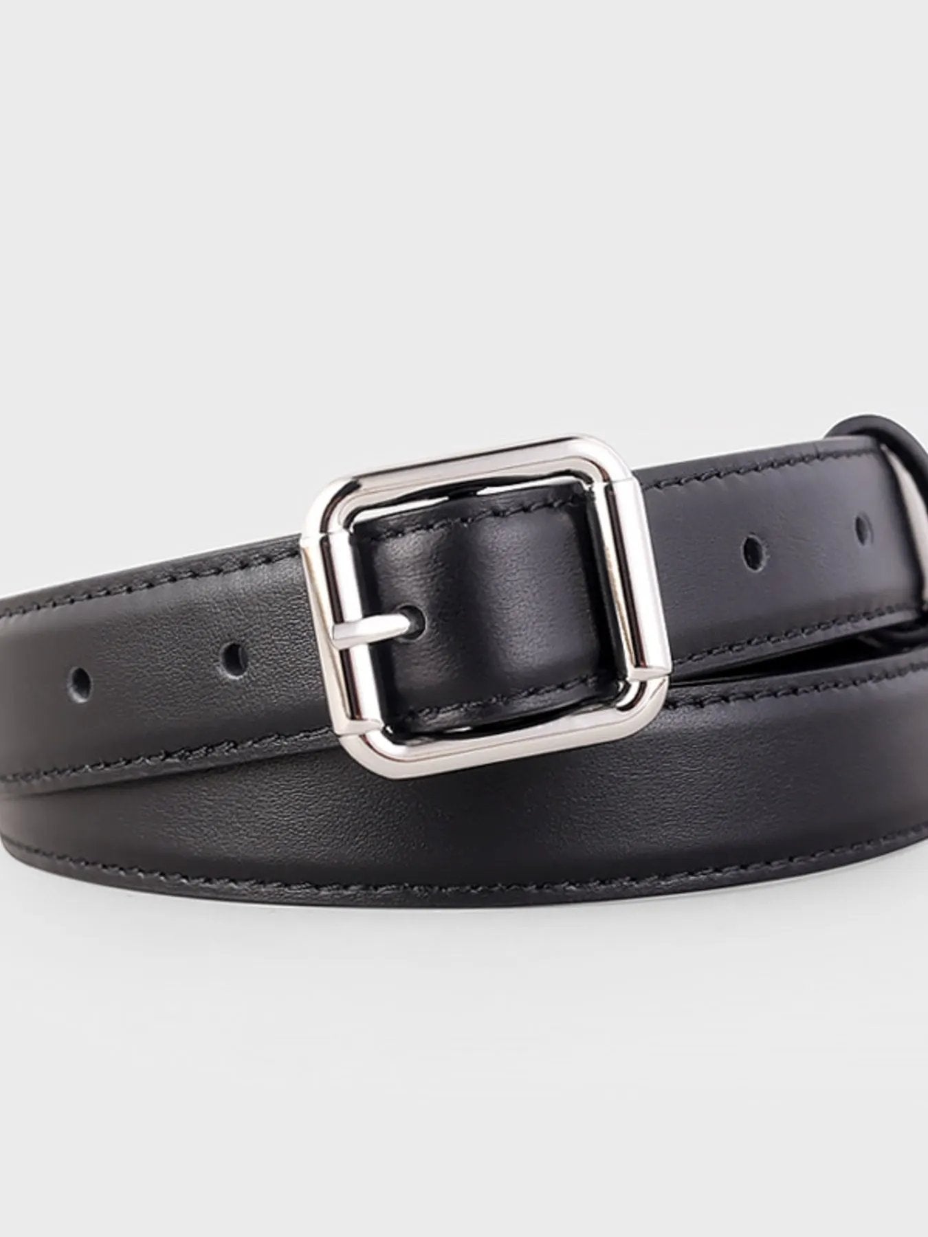 Square Buckle Leather Belt by Trendsi
