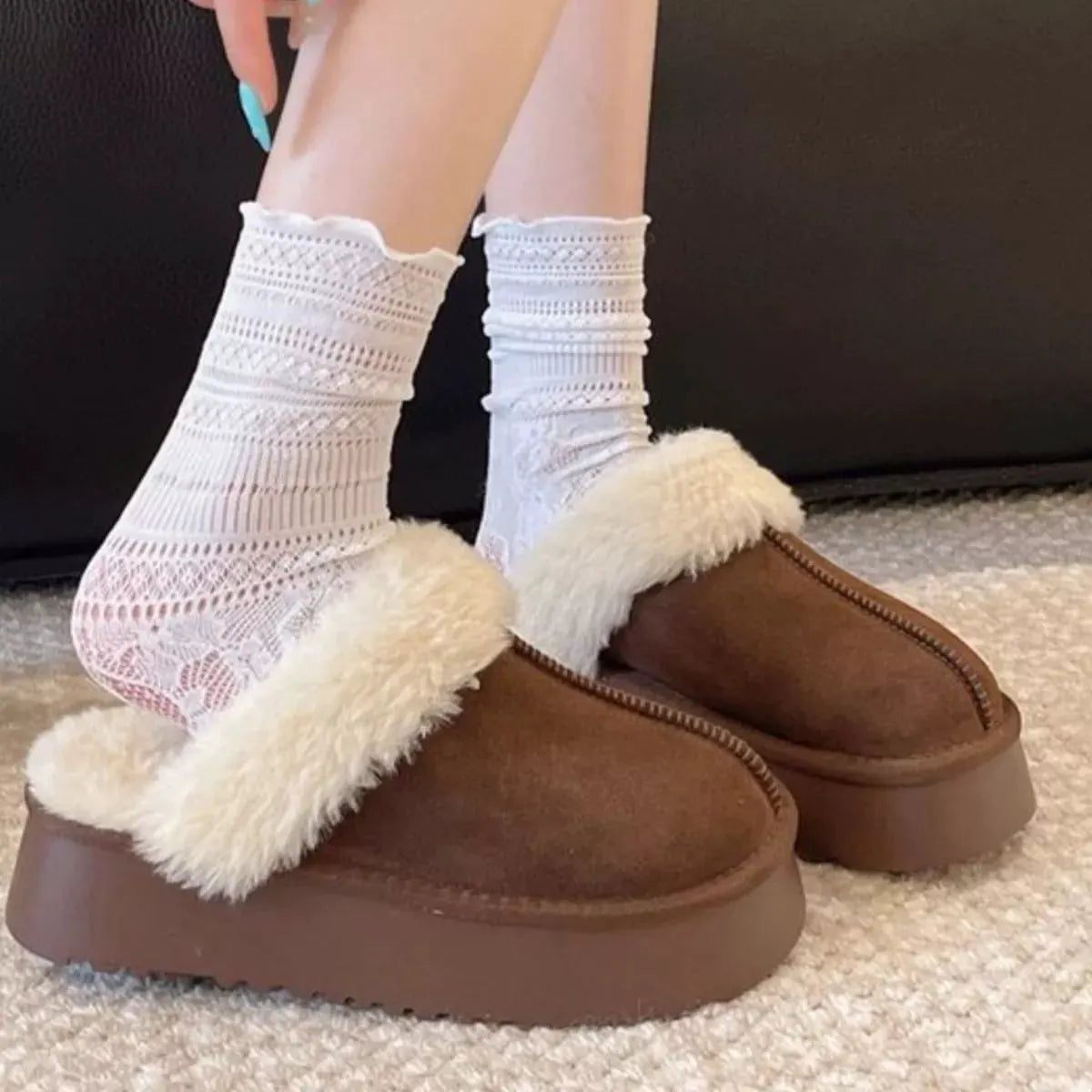 Round Toe Platform Slippers by Partnel Label