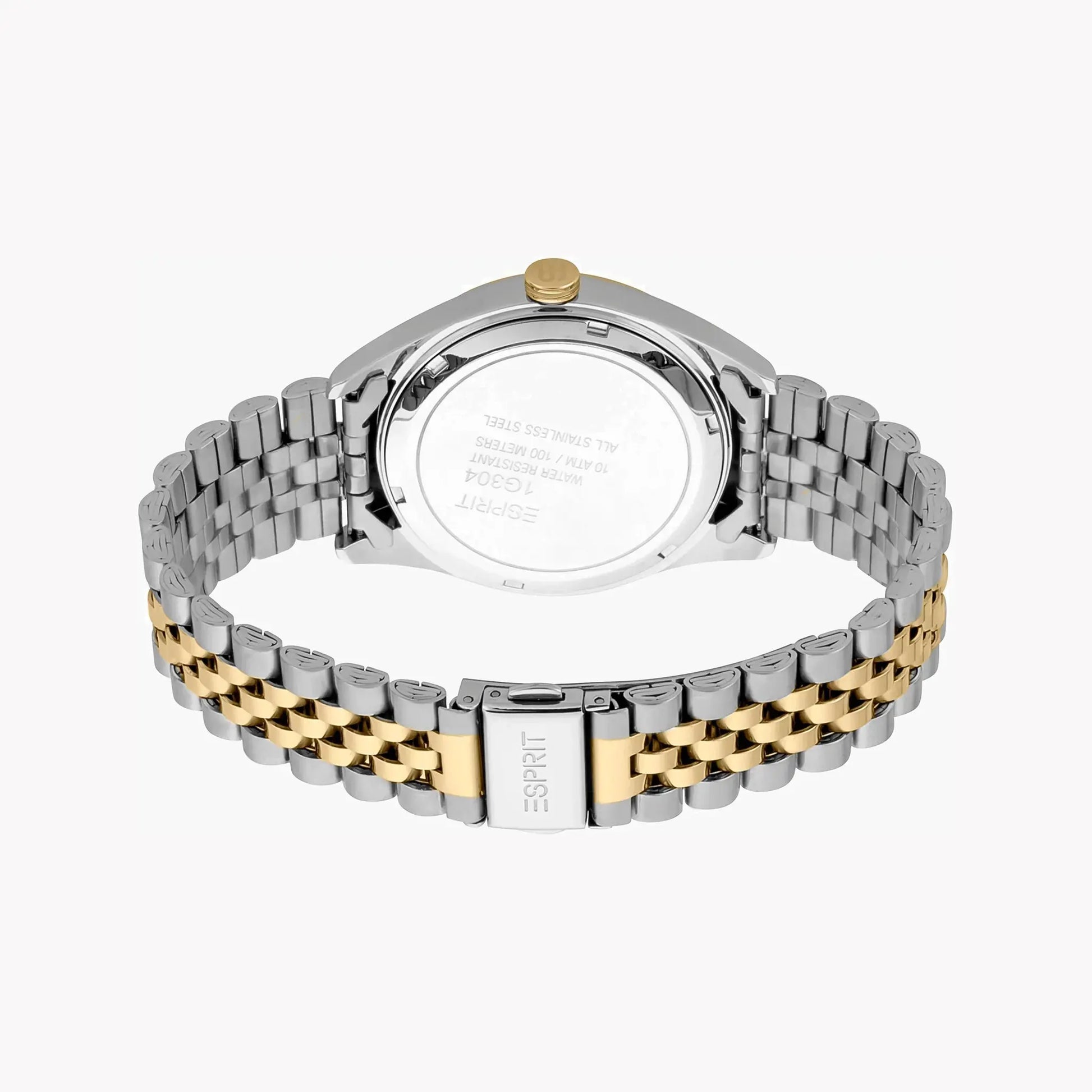 Esprit Men's Silver & Gold Stainless Steel Watch, Black Dial | Es1g250m0045 by ESPRIT