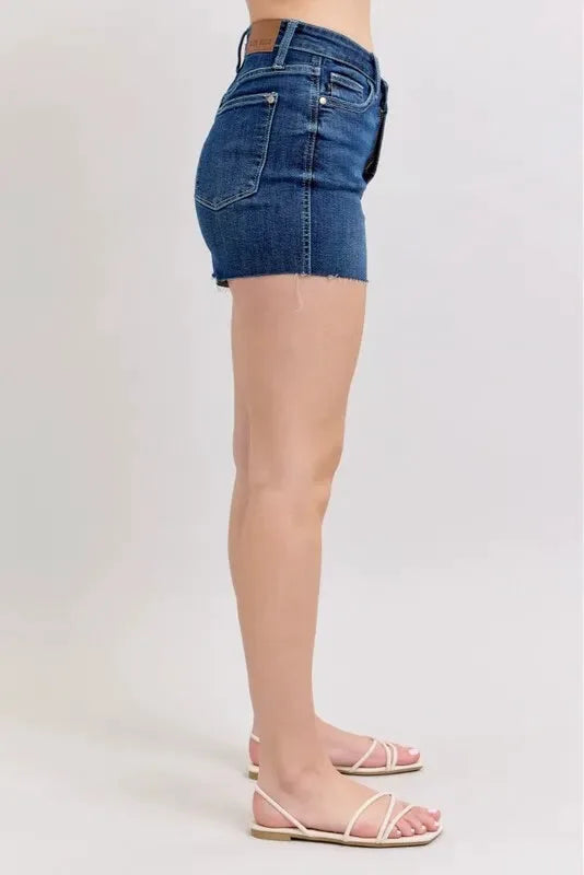 Judy Blue Full Size High Waist Criss-Cross Waistband Denim Shorts Plus Size by Judy Blue