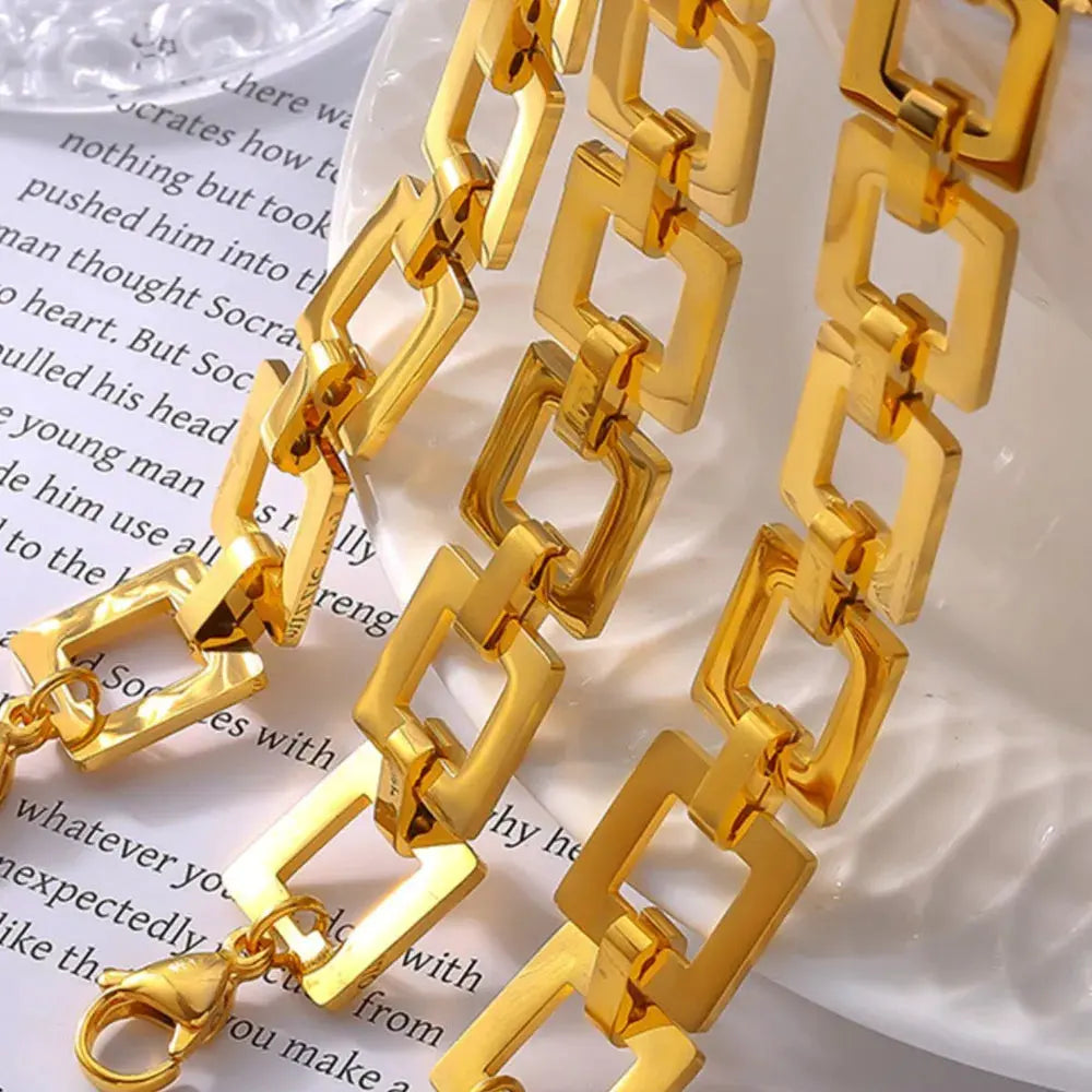 Titanium Steel Hollow Square Chain Bracelet by Partner Label