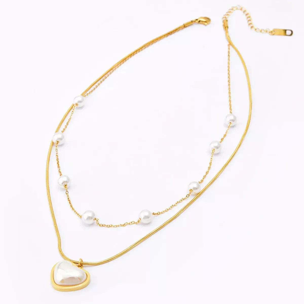 18K Gold-Plated Double Layered Heart Necklace by Partner Labels