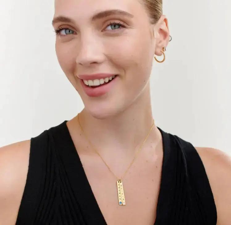 Personalized Vertical Necklace, Mother's Day Gift by Maiden-Art