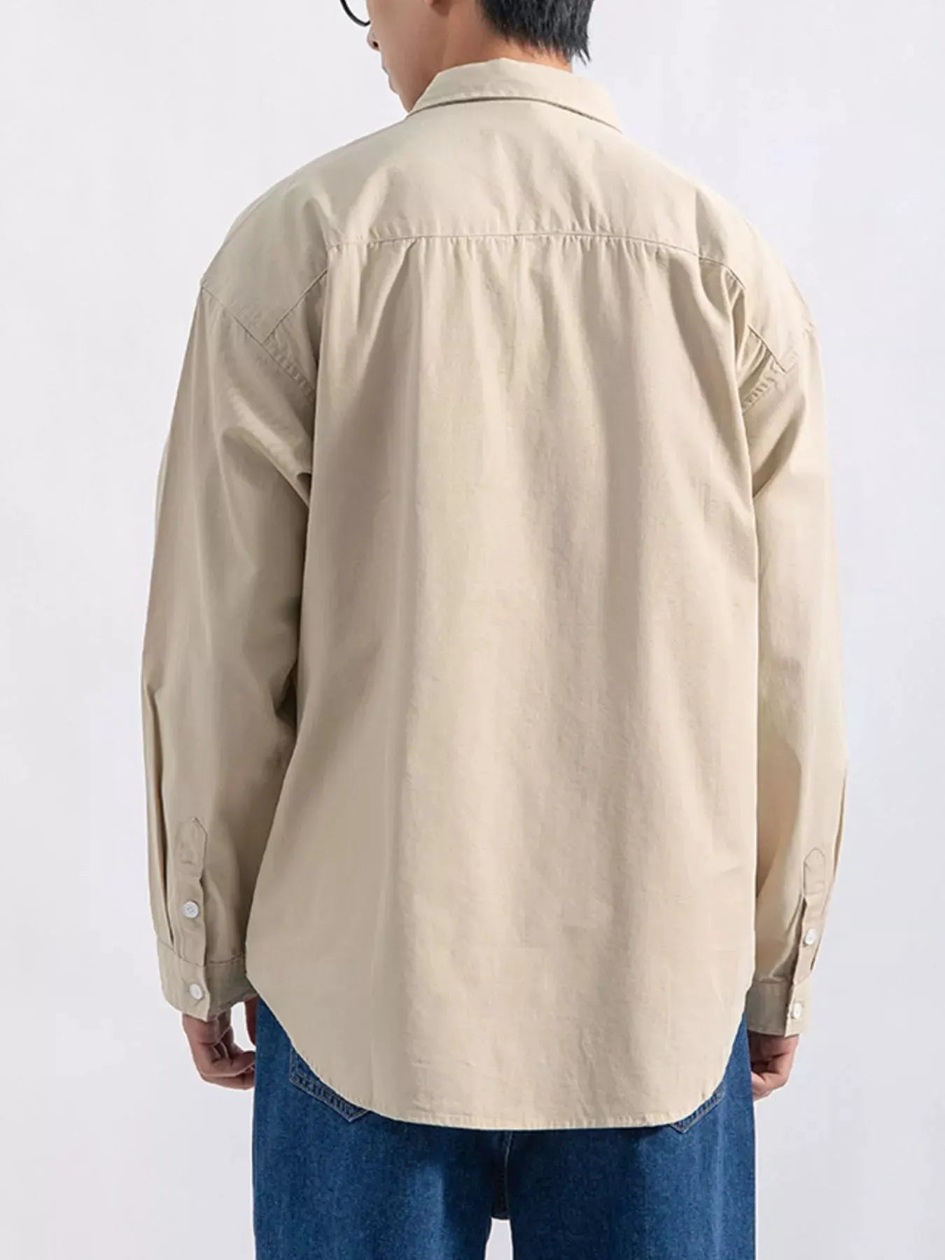 Men's Plus Size Button Up Long Sleeve Shirt by Trendsi