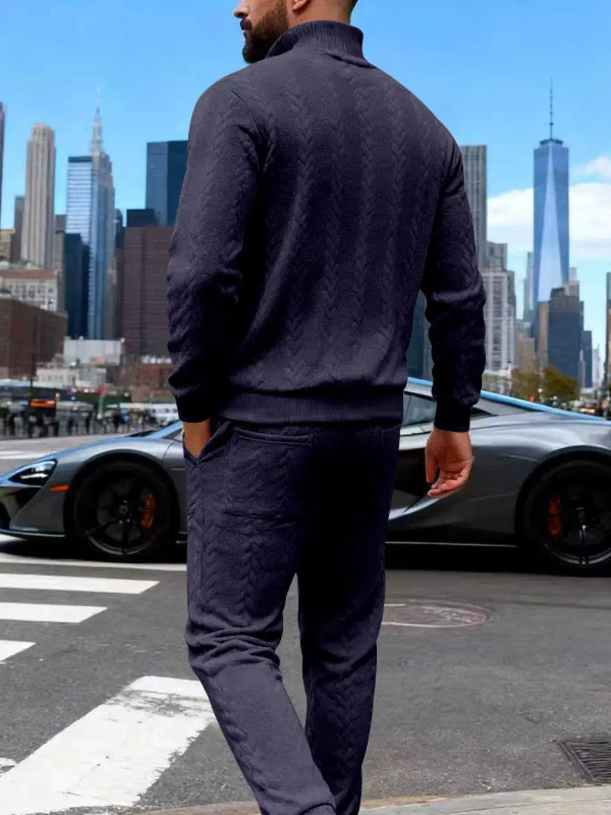 Men's Full Size Quarter-Zip Top and Pants Set Plus Size by Trendsi