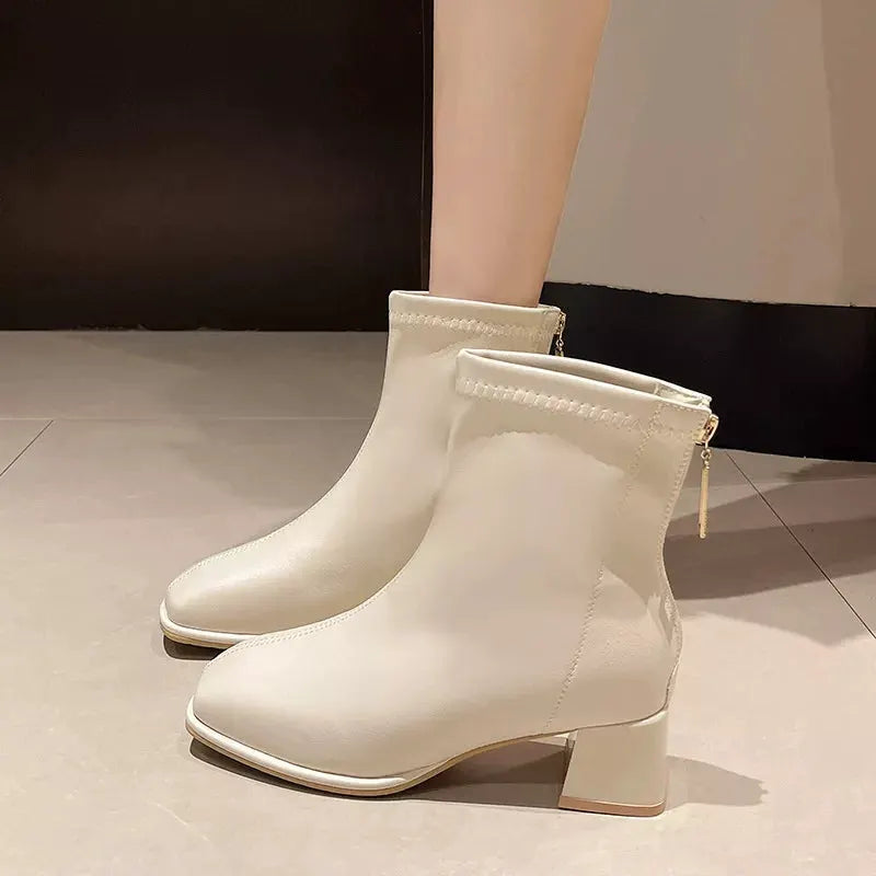 Square Toe Block Heels Boots by Partner Label