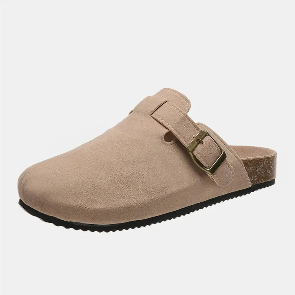 Suede Closed Toe Buckle Slide by Partner Label