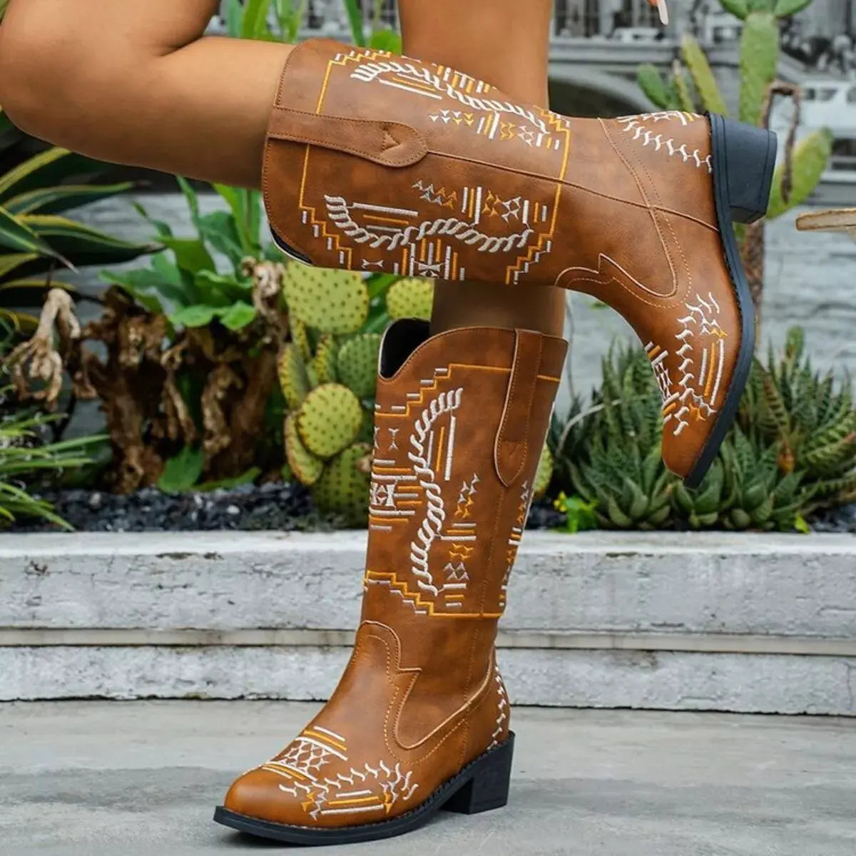 Point Toe Block Heels Boots by Partner Label