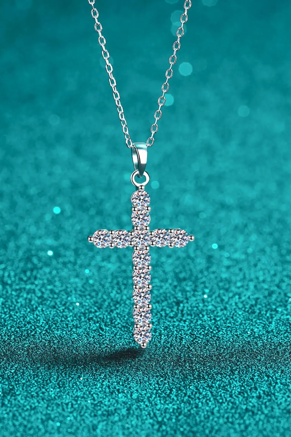Adored 925 Sterling Silver Cross Moissanite Necklace by Partner Labels