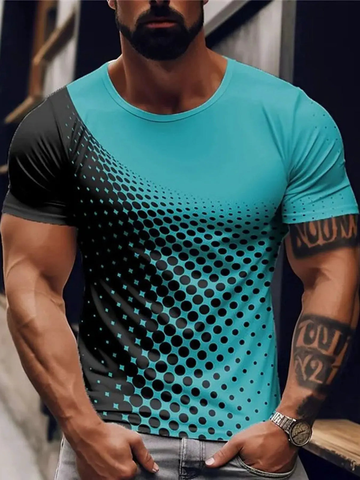 Men's Full Size Gradient Dot Print T-Shirt Plus Size by Trendsi