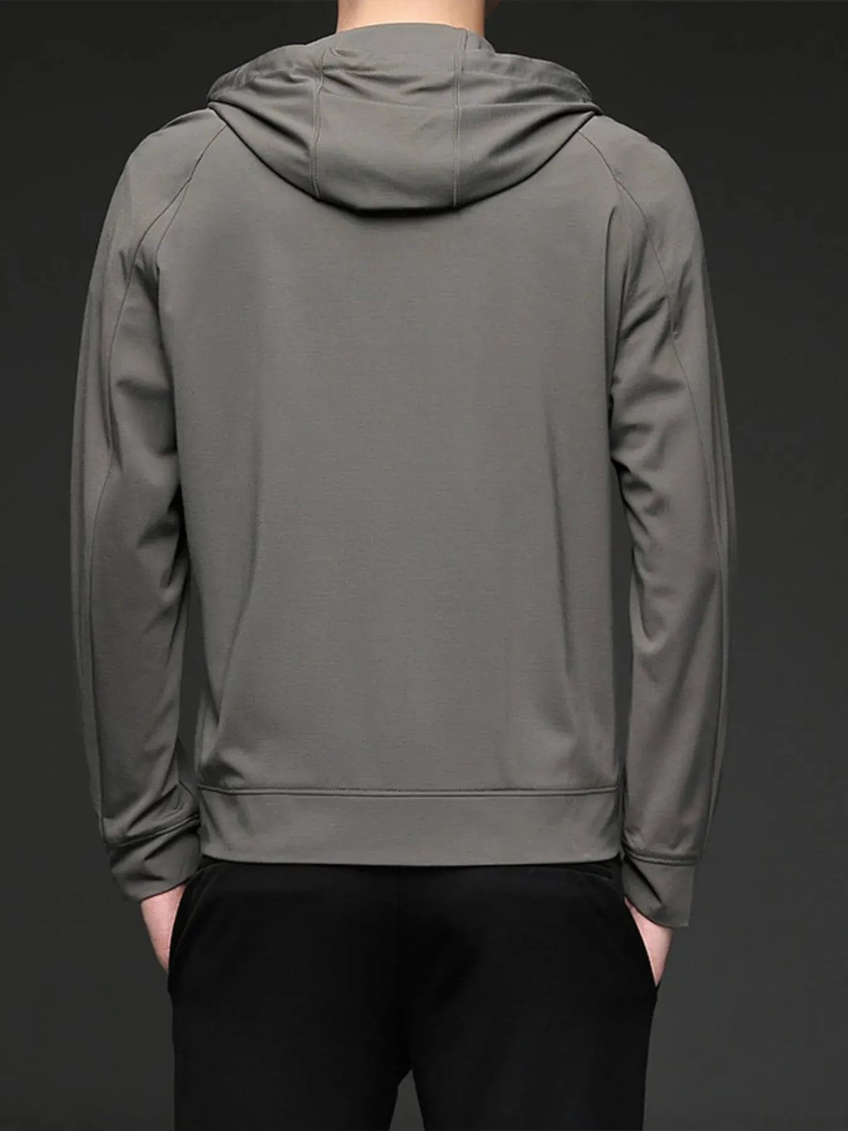 Men's Plus Size Drawstring Zip Up Long Sleeve Hoodie by Trendsi