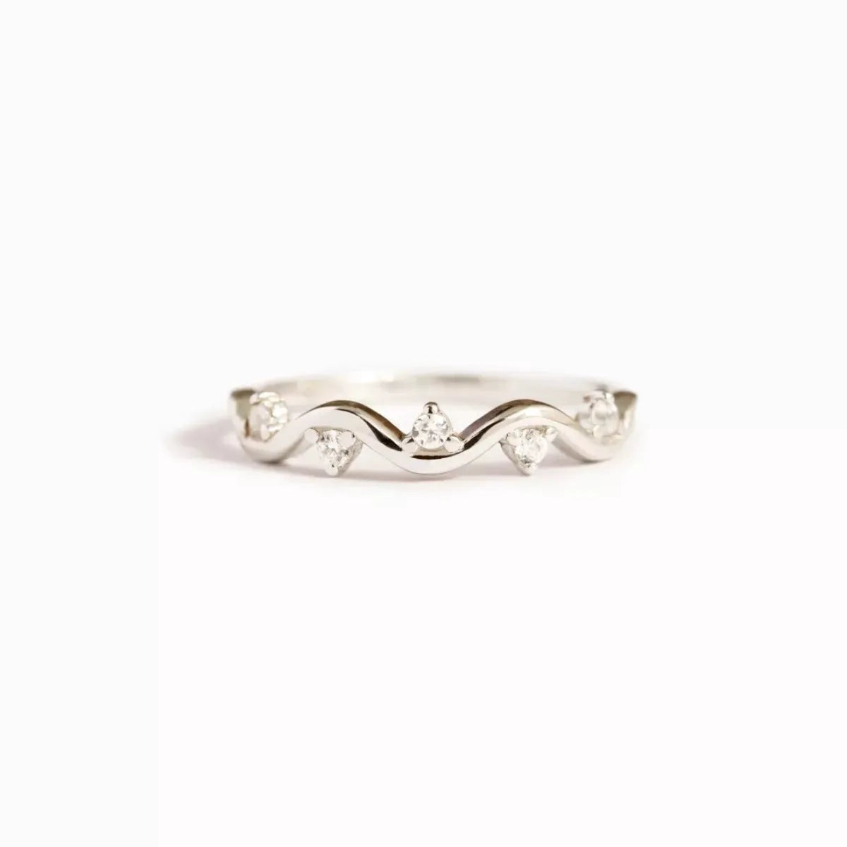 925 Sterling Silver Zircon Wave Ring by Partner Label
