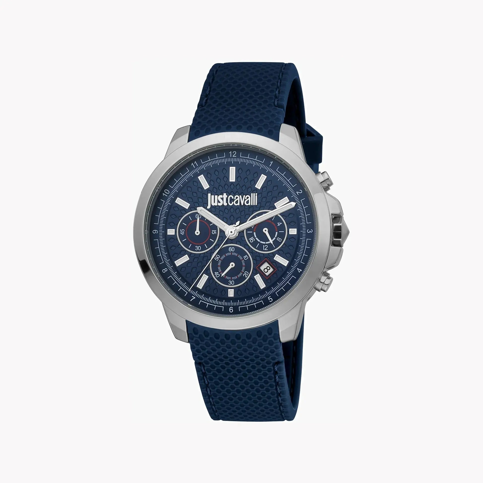 Just Cavalli Men's Blue Silicone Watch, Silver Case | Jc1g178p0025 by JUST CAVALLI