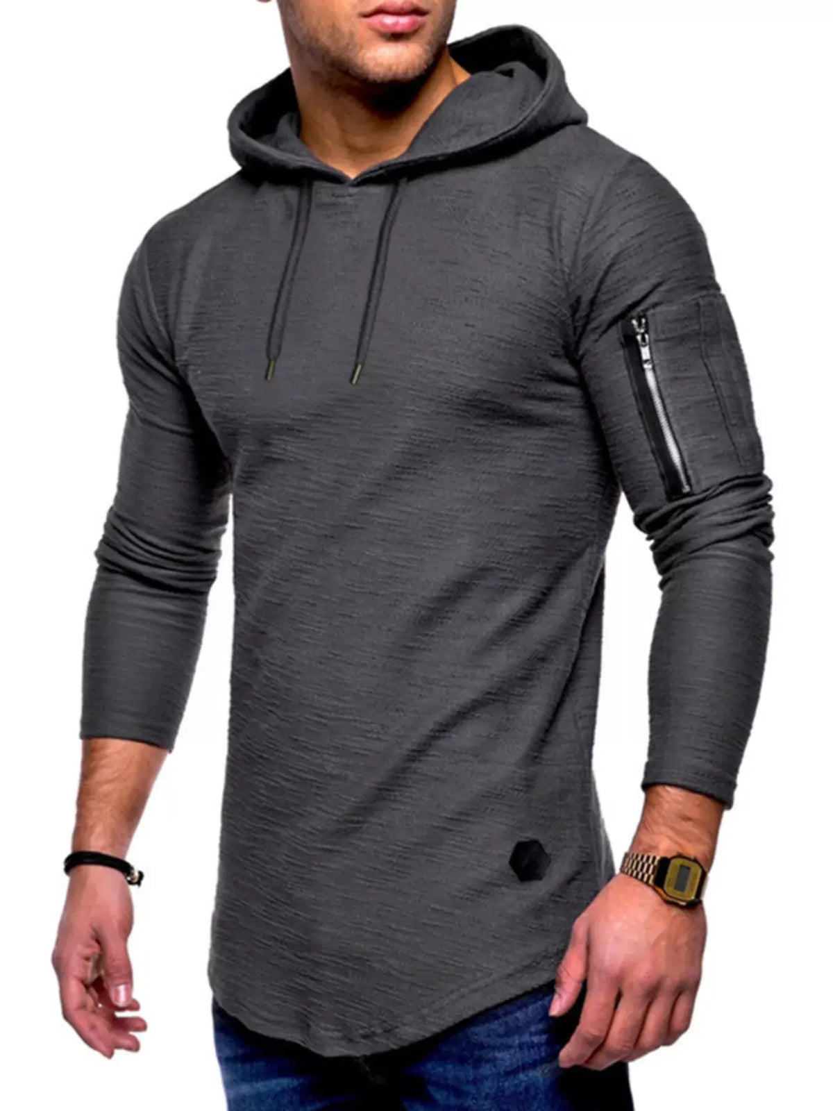 Men's Plus Size Casual Slim Fit Long Sleeve Hoodie by Partner Label