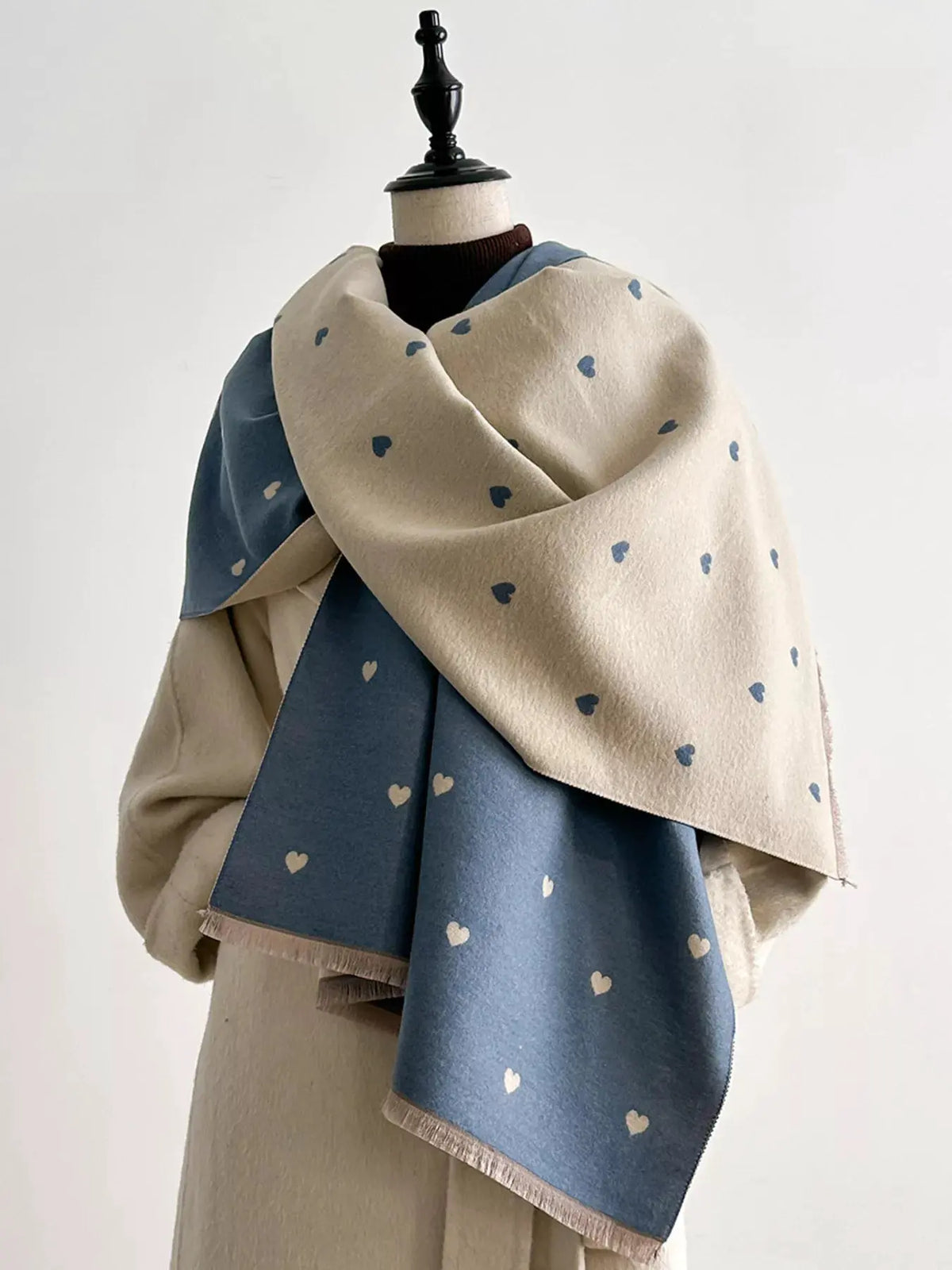 Heart Raw Hem Scarf by Partner Label