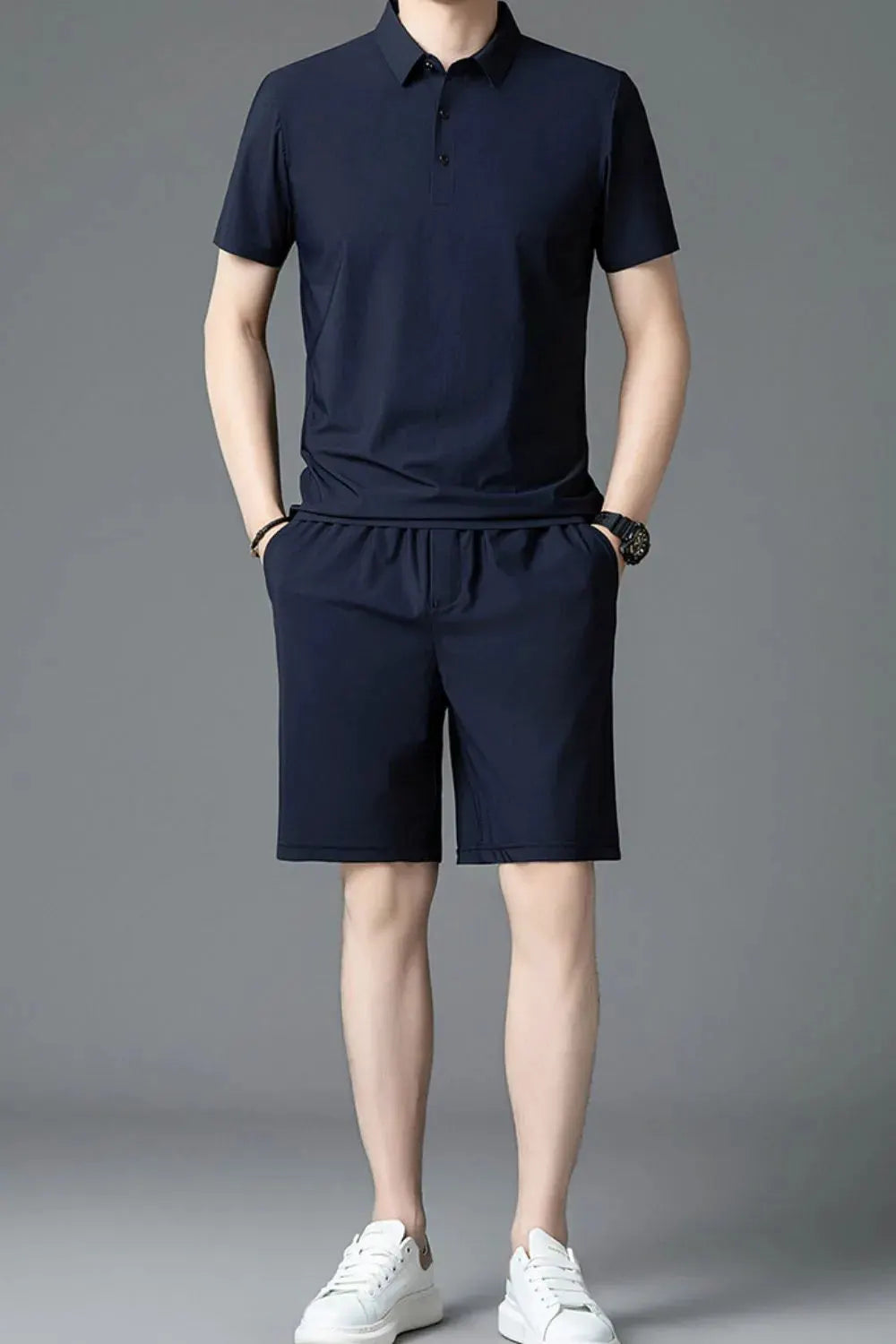 Men's Plus Size Short Sleeve Polo and Shorts Set by POL