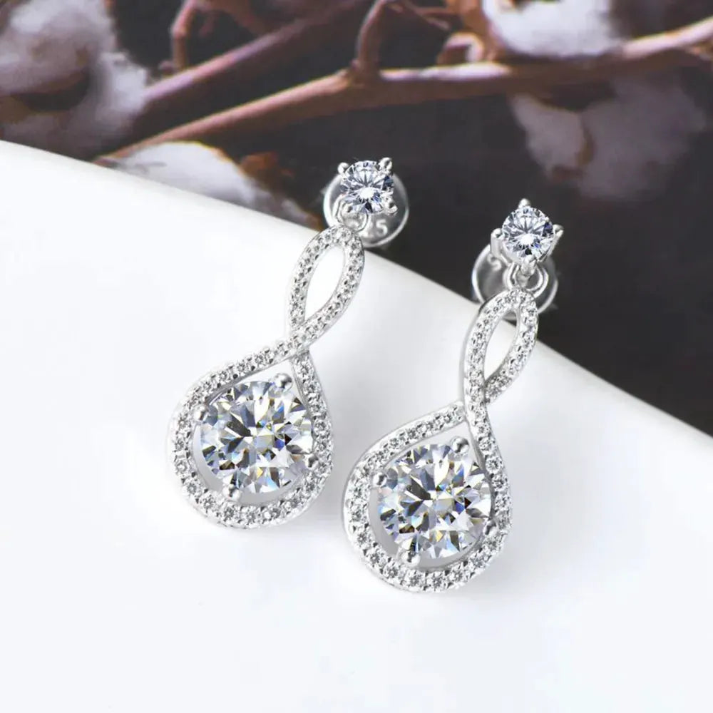 1 Carat Moissanite 925 Sterling Silver Earrings by Partner Label