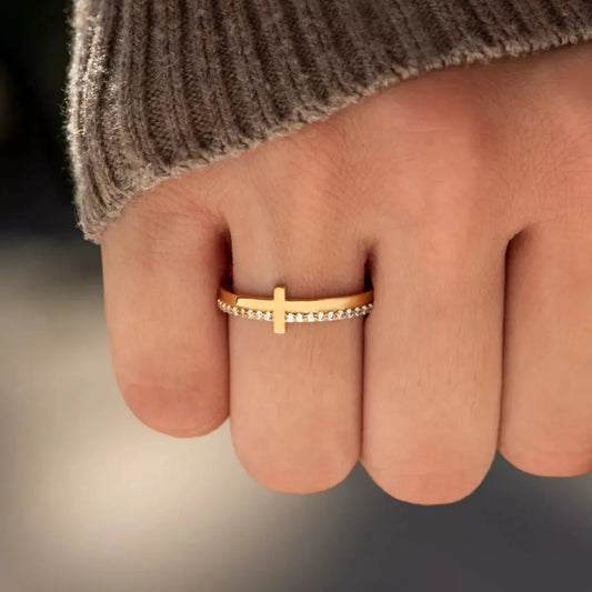 925 Sterling Silver Cross Ring by Partner Label