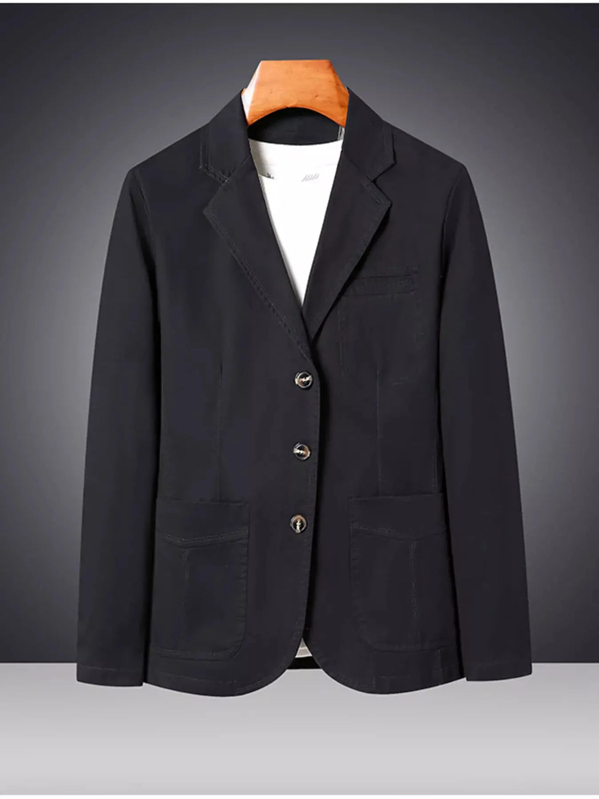 Men's Plus Size Lapel Collar Long Sleeve Blazer by Trendsi
