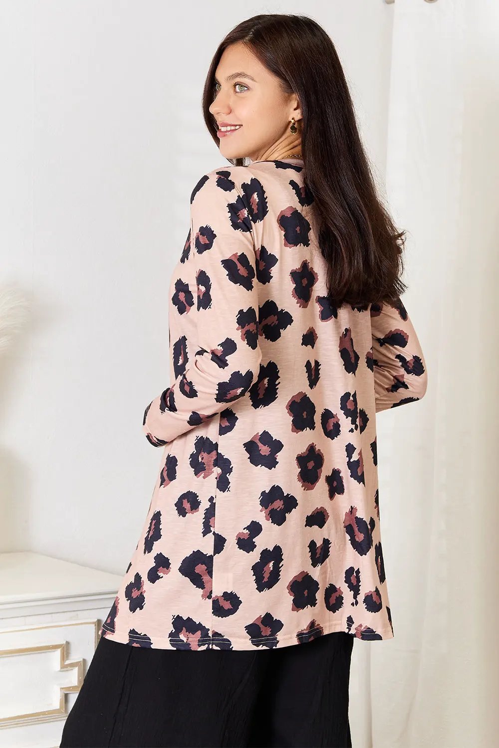 Double Take Printed Button Front Longline Cardigan by Double Take