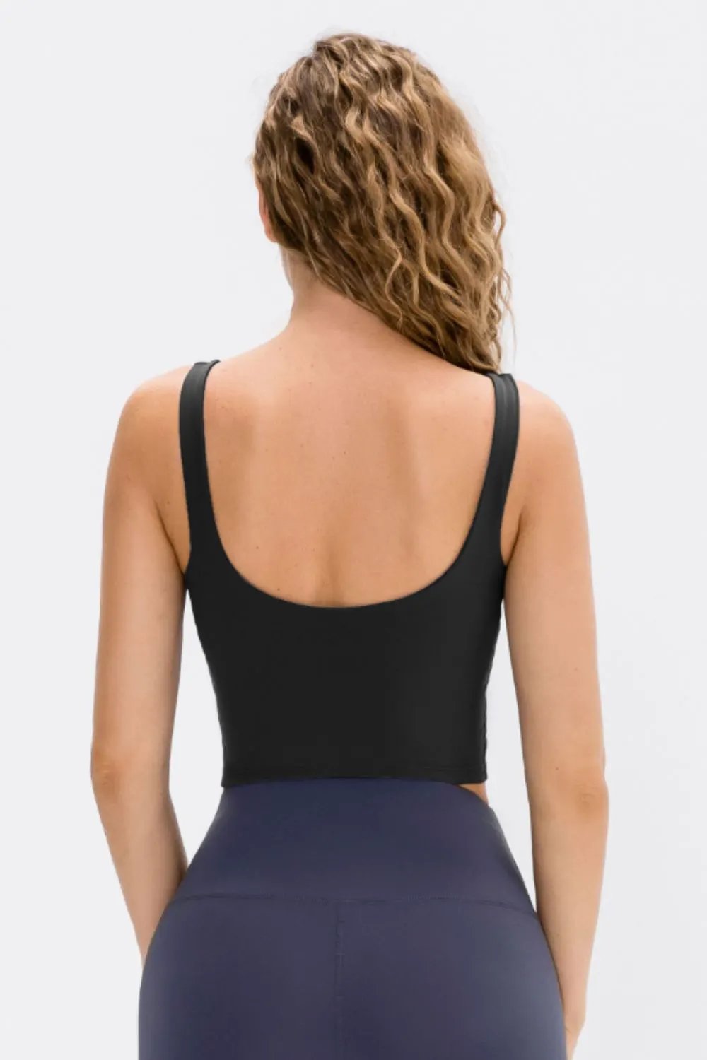 Cropped Scoop Neck Active Tank Top by Partner Label