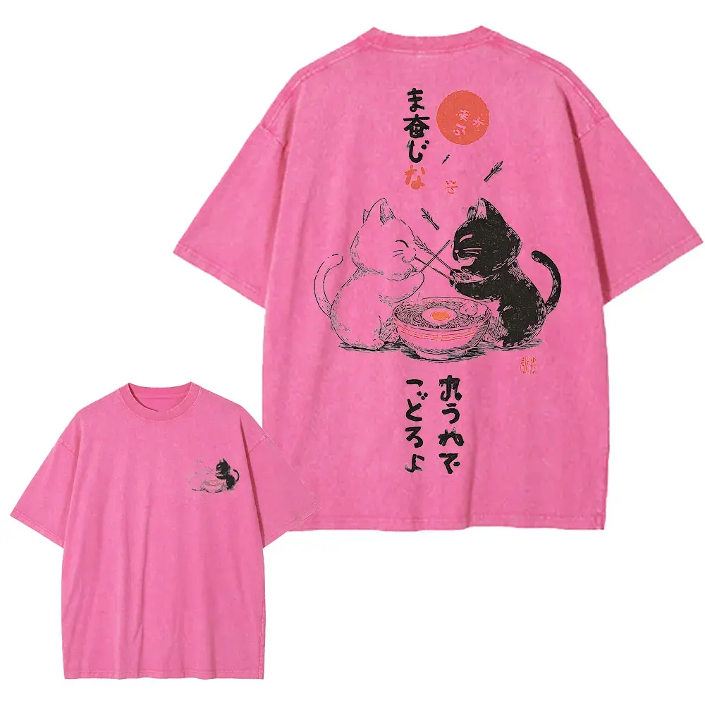 Cartoon Cat Graphic T-Shirt Japanese Harajuku Streetwear Cotton Tee by Vimost Shop