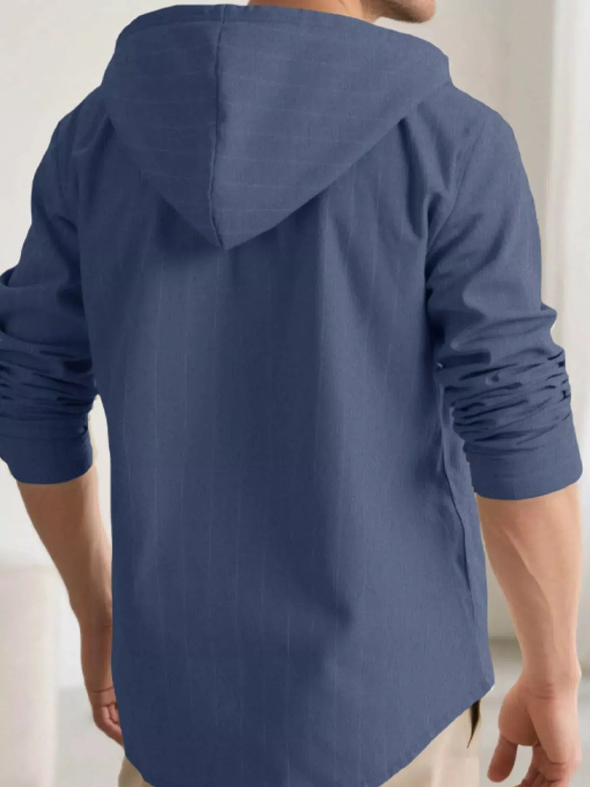 Men's Full Size Drawstring Hooded Button Up Shirt Plus Size by Trendsi